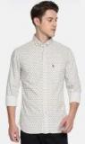 U S Polo Assn U.S. Polo Assn. Men White & Beige Tailored Fit Printed Casual Shirt men