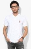 U S Polo Assn White Printed Polo Collar T Shirt Men