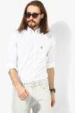 U S Polo Assn White Printed Slim Fit Casual Shirt men