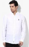 U S Polo Assn White Solid Regular Fit Casual Shirt men