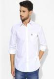 U S Polo Assn White Solid Slim Fit Casual Shirt Men