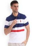 U S Polo Assn White Striped Polo Collar T Shirt Men