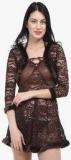 Uac-by 99pockets Brown Embroidered Babydoll Women