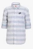 Ufo Blue Printed Regular Fit Casual Shirt Boys