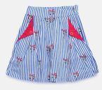 Ufo Blue Striped & Printed Skirt Girls