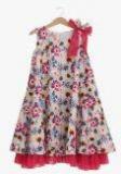 Ufo Cream Printed Party Dress girls