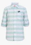 Ufo Green Striped Regular Fit Casual Shirt Boys