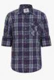 Ufo Navy Blue Checked Regular Fit Casual Shirt Boys