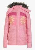 Ufo Pink Printed Winter Jacket Girls