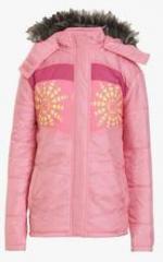 Ufo Pink Printed Winter Jacket girls