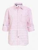 Ufo Pink Striped Regular Fit Casual Shirt Boys