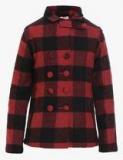 Ufo Red Checked Winter Jacket Girls