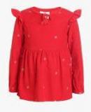 Ufo Red Embroidered Casual Top Girls