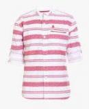 Ufo Red Striped Regular Fit Casual Shirt Boys