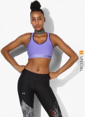 Under Armour Purple Solid Armour Mid Sports Bra 1273504 women