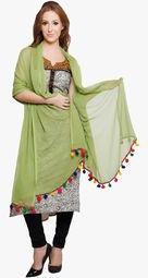 Uniscarf Green Solid Dupatta women