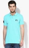 United Colors Of Benetton Aqua Blue Solid Polo T Shirt men