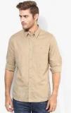 United Colors Of Benetton Beige Cotton Linen Casual Shirts men