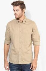 United Colors Of Benetton Beige Cotton Linen Casual Shirts men