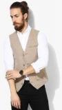 United Colors Of Benetton Beige Solid Regular Fit Waistcoat Men