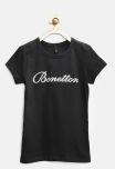 United Colors Of Benetton Black Printed Polo T Shirt Girls