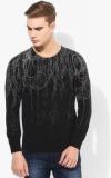 United Colors Of Benetton Black Printed Round Neck Sweater Men