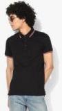 United Colors Of Benetton Black Solid Polo Collar T Shirt Men