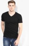 United Colors Of Benetton Black Solid V Neck T Shirt men