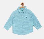 United Colors Of Benetton Blue & Sea Green Self Design Casual Shirt Boys