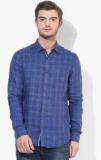 United Colors Of Benetton Blue Checked Slim Fit Casual Shirt Men