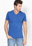 United Colors Of Benetton Blue Cotton Elastane V Neck T Shirt Men