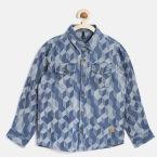 United Colors Of Benetton Blue Printed Casual Shirt Boys