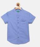 United Colors Of Benetton Blue Regular Fit Solid Casual Shirt Boys