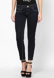 United Colors Of Benetton Blue Slim Fit Denim With Zipper Women