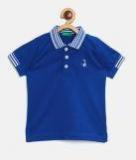 United Colors Of Benetton Blue Solid Polo Collar T Shirt boys