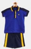 United Colors Of Benetton Blue Solid Polo T Shirt With Shorts Boys