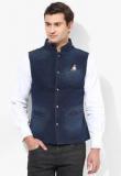 United Colors Of Benetton Blue Solid Waistcoat Men