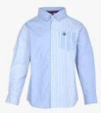 United Colors Of Benetton Blue Striped Regular Fit Casual Shirts boys