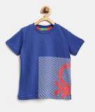 United Colors Of Benetton Boys Blue Printed Round Neck T Shirt