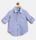 United Colors of Benetton Boys Blue Regular Fit Solid Casual Shirt