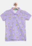 United Colors of Benetton Boys Lavender Printed Polo Collar T shirt