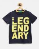 United Colors Of Benetton Boys Navy & Yellow Printed Round Neck T Shirt