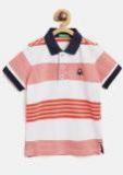 United Colors Of Benetton Boys White & Orange Striped Polo Collar T Shirt