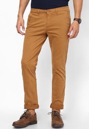 United Colors Of Benetton Brown Cross Pocket Stretch Chinos Men