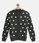 United Colors Of Benetton Charcoal Grey & White Polka Dot Pattern Cardigan Girls