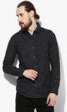 United Colors Of Benetton Charcoal Grey Printed Slim Fit Casual Shirt Men