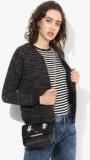 United Colors Of Benetton Charcoal Grey Textured Sweat Jacket Women