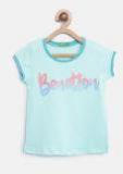 United Colors Of Benetton Girls Blue Printed Round Neck T Shirt