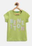 United Colors Of Benetton Girls Green Printed Round Neck T Shirt