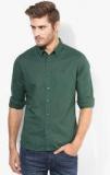 United Colors Of Benetton Green Cotton Linen Casual Shirts Men